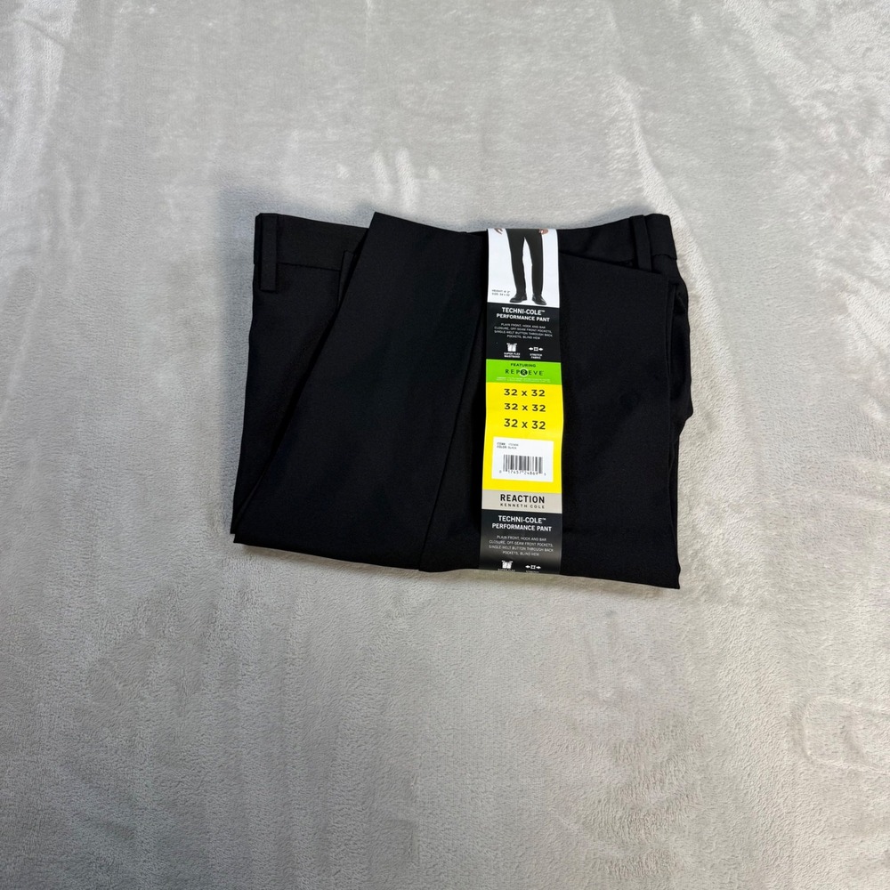 Kenneth Cole Reaction Performance Pant Slim Men 32x32 Black Repreve Stretch